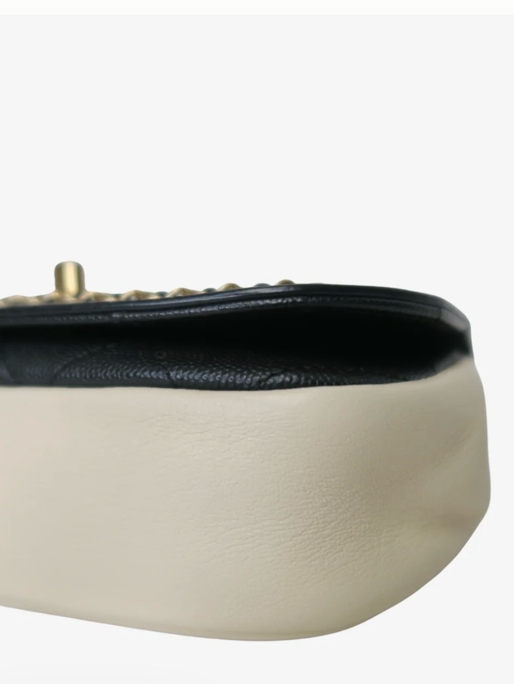 CHANEL Cream and Black Chain Trim Flap Crossbody Bag - Picture 6 of 16